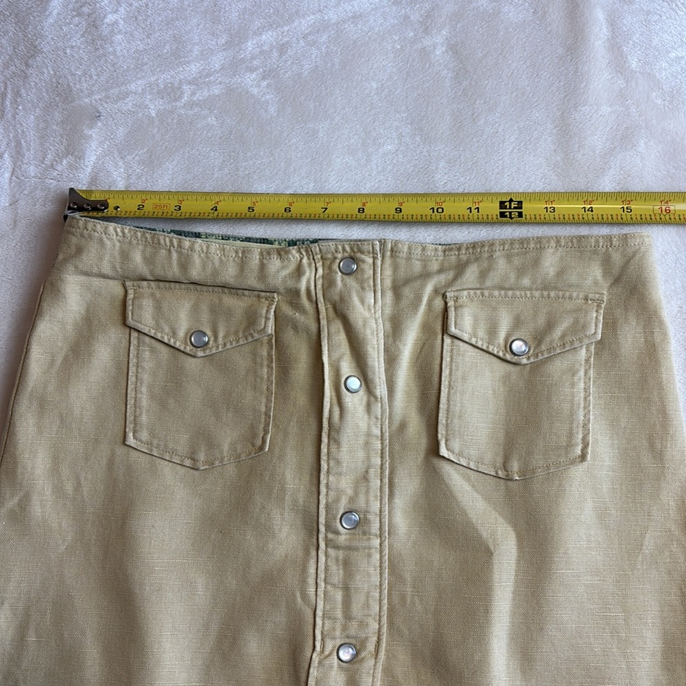 Women's HORNY TOAD Gold Linen/Cotton Pearl Snap Mini Skirt - Sassy - Size 4 - Picture 9 of 9